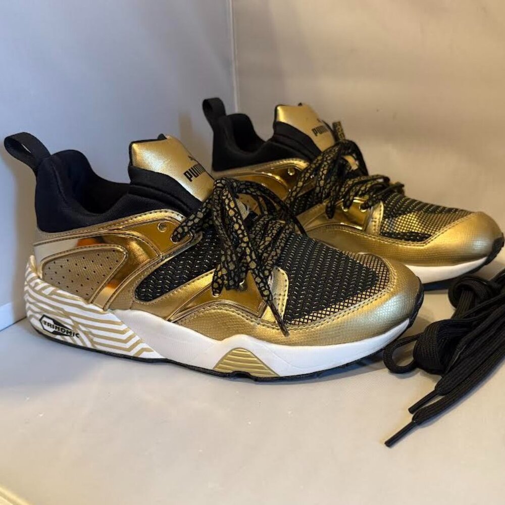 Puma Blaze Of Glory Women's Metallic Gold Athletic Shoes 361514 01 Size 8